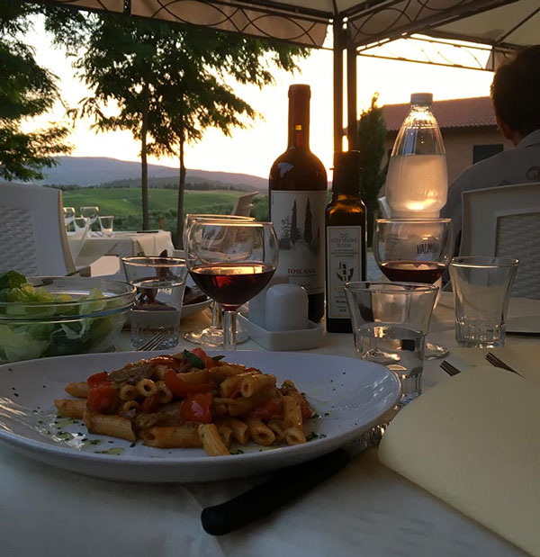 Eating on a farmhouse in Siena